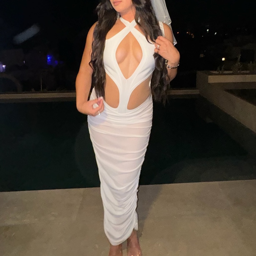 Mesh Midi Bandage Dress - White